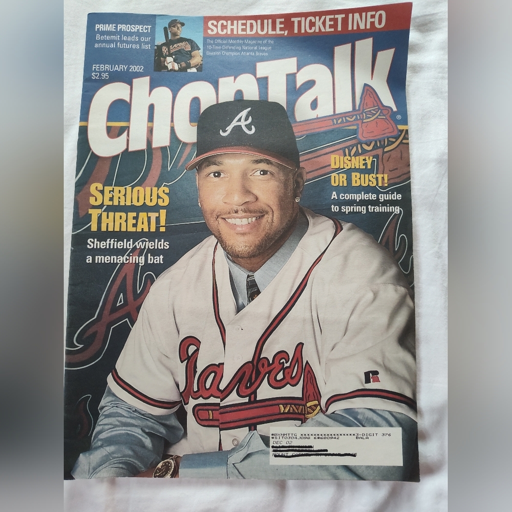 Vtg. Atlanta Braves CHOPTALK Mag. February 2002.